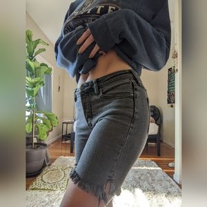 Free People mid thigh cut off jean boyfriend shorts